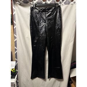 NWOT 7 For All Mankind Women’s Black Faux Leather Easy Trouser Wide Leg Small